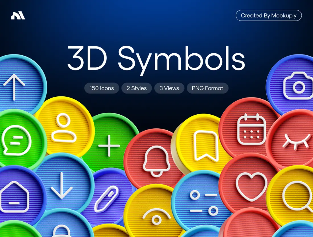 Иконки - UI8 - 3D Sybmols icons Mockuply Pro [PNG]