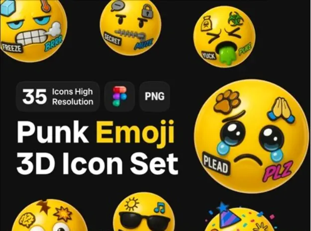 Иконки - Punk Emoji 3D Icon Set [FIG]