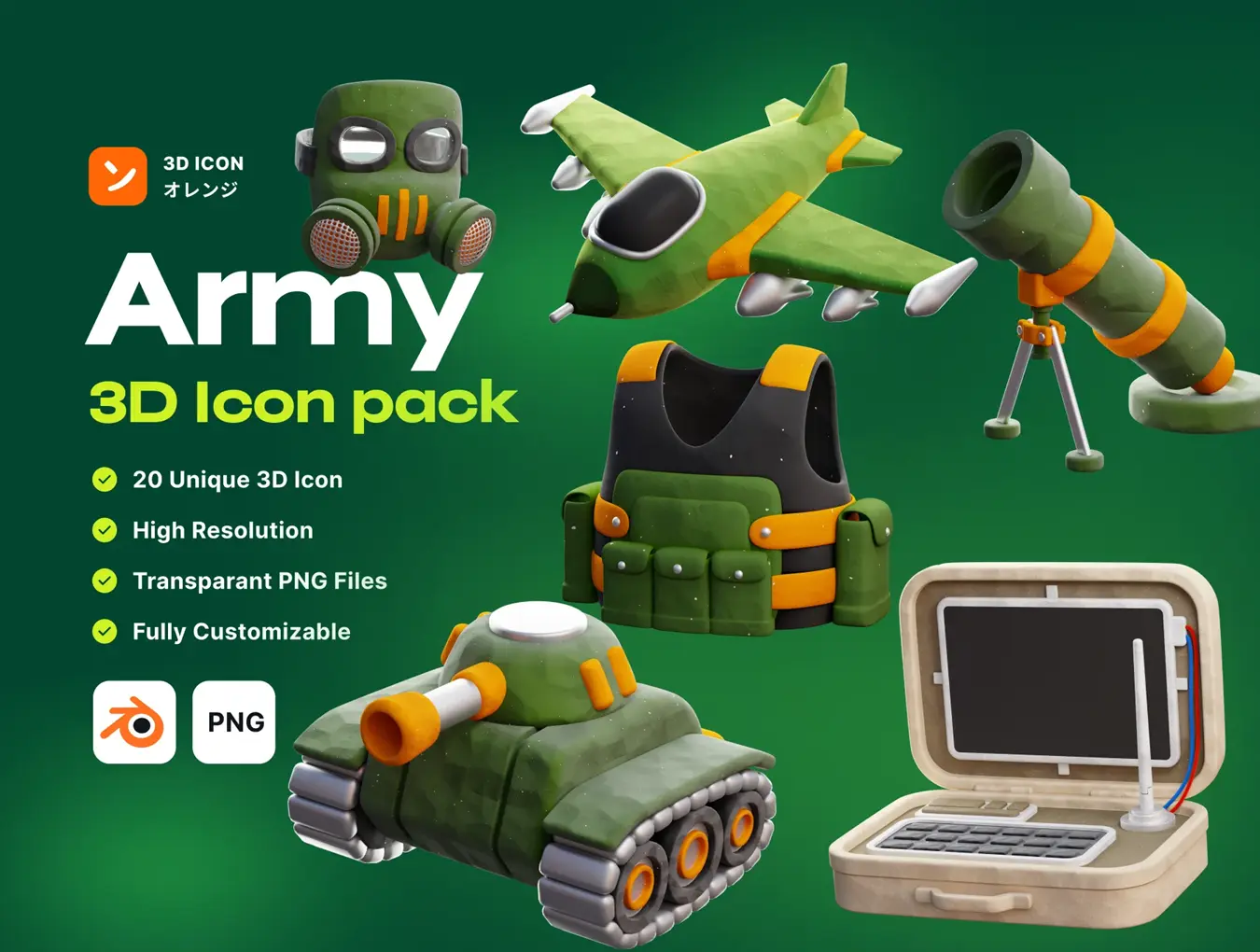 Иконки - UI8 - Army 3D Icon [PNG, BLEND]