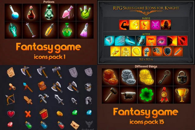 Иконки - 9 FREE PSD RPG game icons pack [JPG, PNG, PSD]