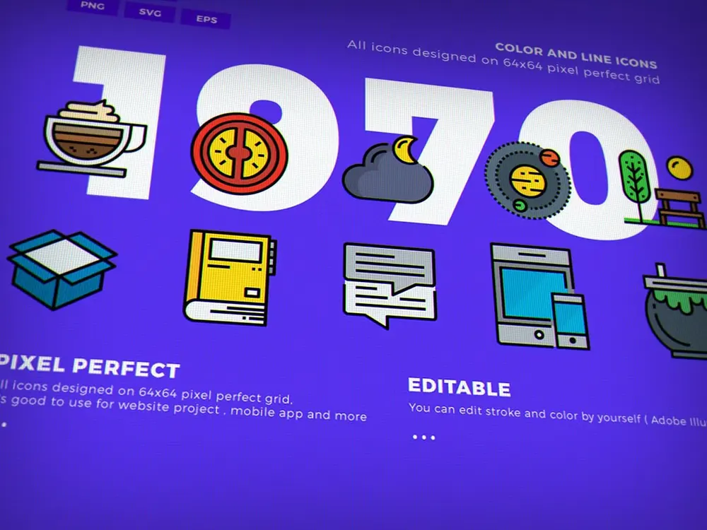 Иконки - Creative Market - 1970x2 Line and Colorline icon pack - 2409534 [AI, EPS, PNG, SVG]