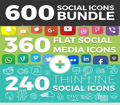 Иконки - GraphicRiver - Social Media Icons Bundle - 13321643 [AI, EPS, PNG]