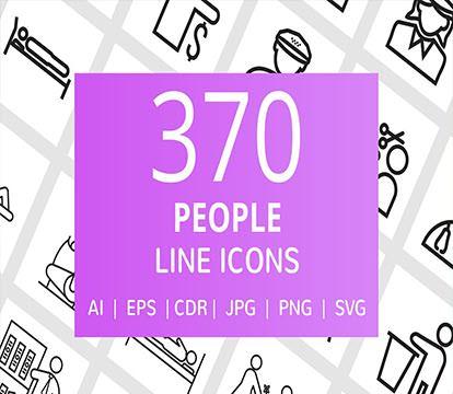 Иконки - Creative Market - 370 People Line Icons - 2321735 [AI, CDR, EPS, JPG]
