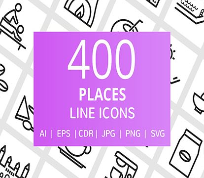 Иконки - Creative Market - 400 Places Line Icons - 2321829 [AI, CDR, EPS, JPG]