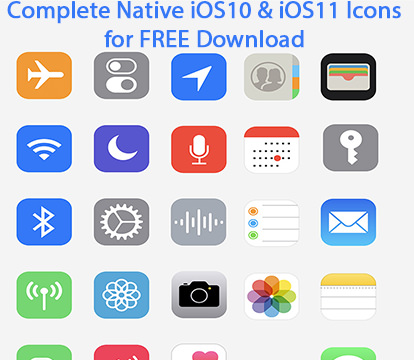 Иконки - Behance - Complete Native iOS10 & iOS11 Icons for FREE Download [AI]