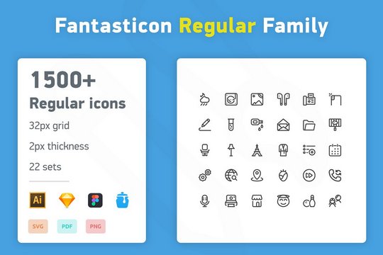 Иконки - Creative Market - Fantasticon Regular Family - 4896984 [AI, SKETCH, FIG, SVG, PDF, PNG]