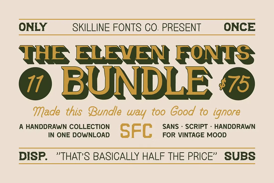 Шрифты - Creative Market - SFC Vintage Fonts Bundle Vol. 1 - 292113777 [OTF, TTF, WOFF, WOFF2]