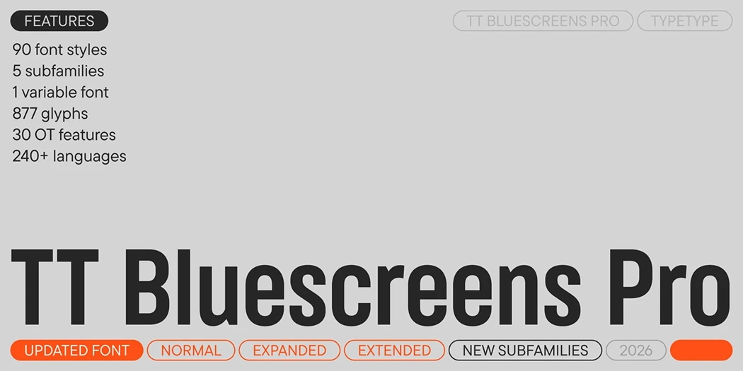 Шрифты - TypeType - TT Bluescreens Pro [OTF, TTF]